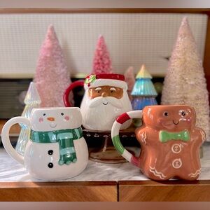 ✨NEW🎅🏾Holiday Time Santa Gingerbread Snowman Christmas Holiday Mug Set🎄